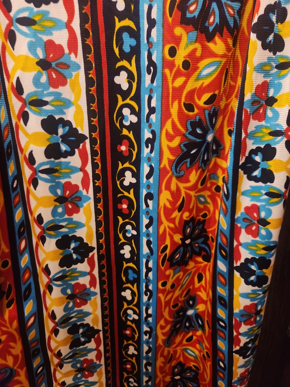 Vintage Orange and Blue Striped Floral Midi Dress - Picture 2 of 4